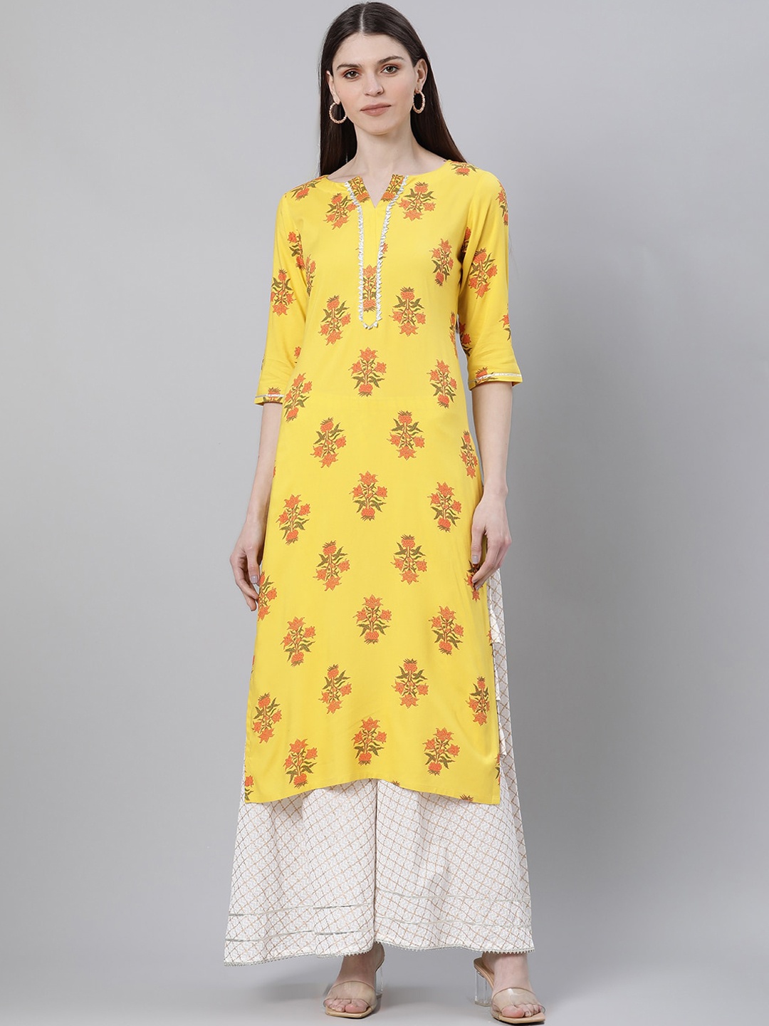 

Gerua By Libas women yellow orange floral printed kurta