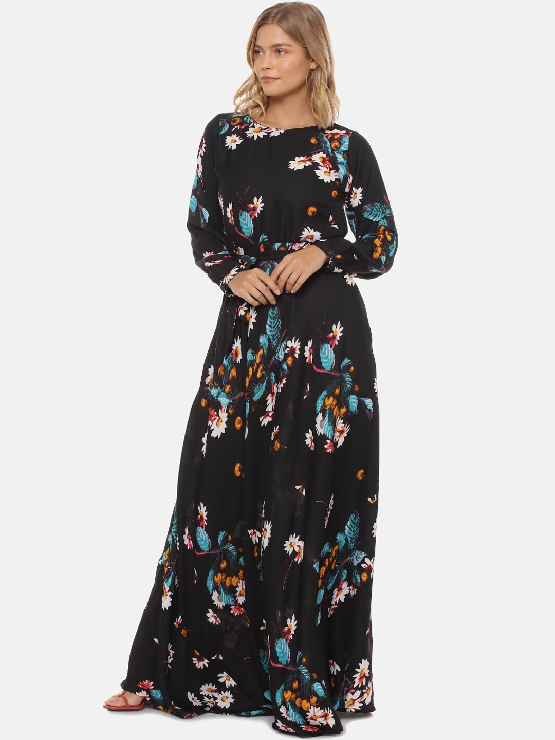 

Campus Sutra Women Black Printed Maxi Dress