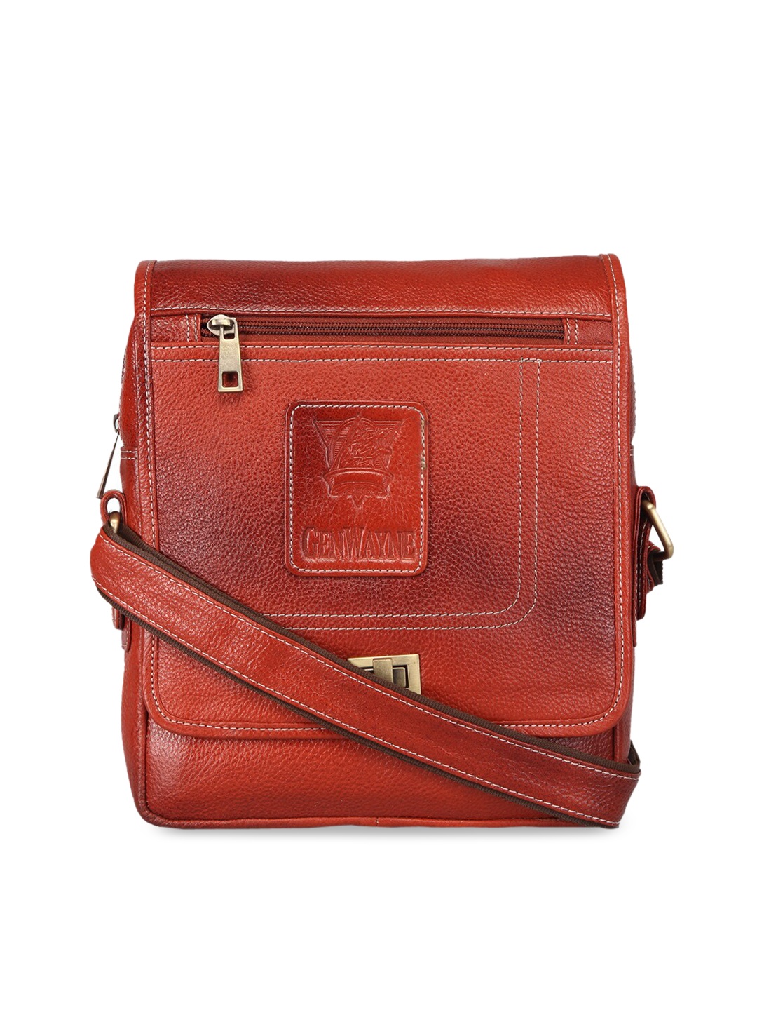 

GENWAYNE Men Brown Textured Messenger Bag