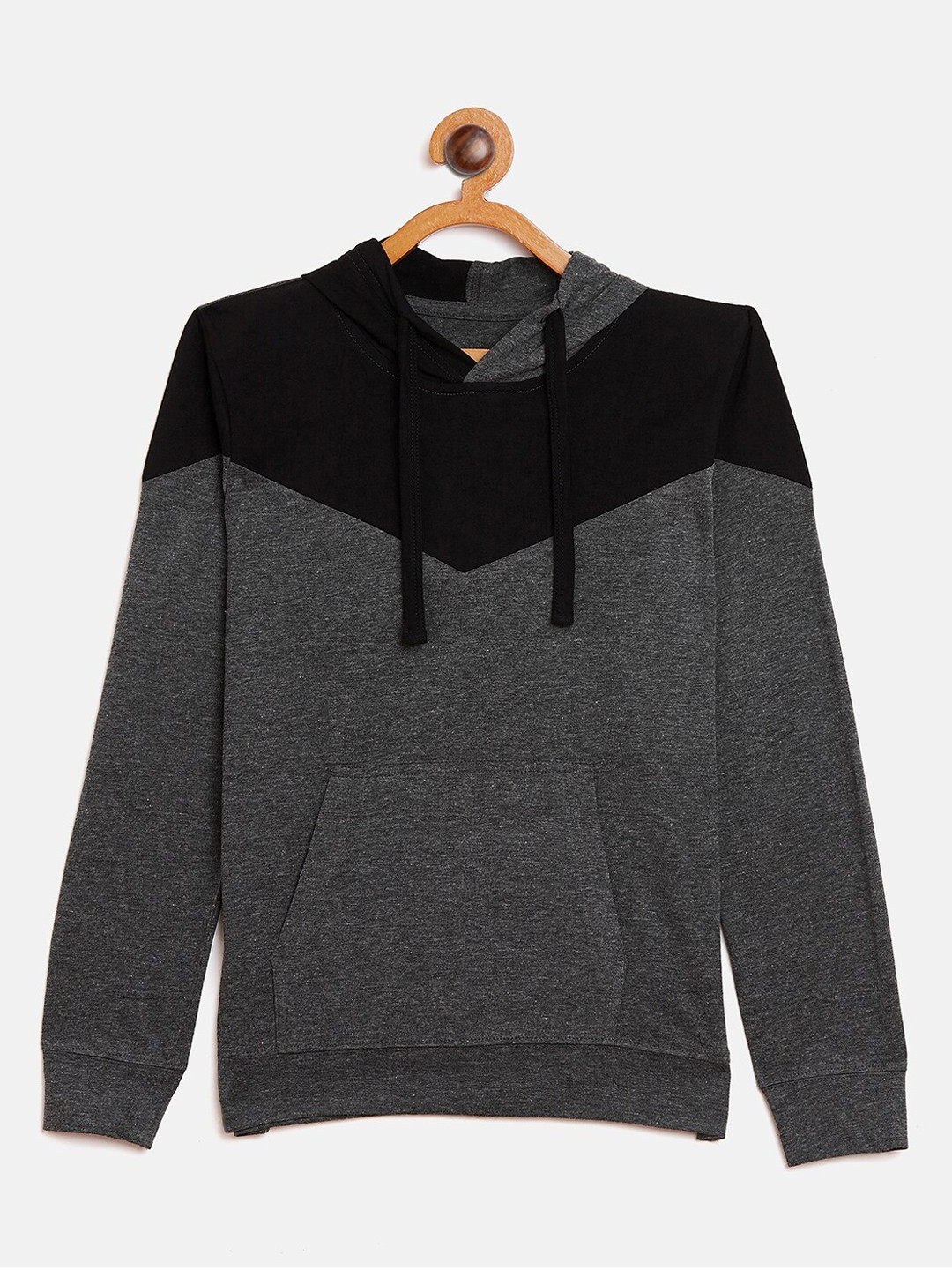 

GRITSTONES Boys Grey & Black Colourblocked Hood T-shirt