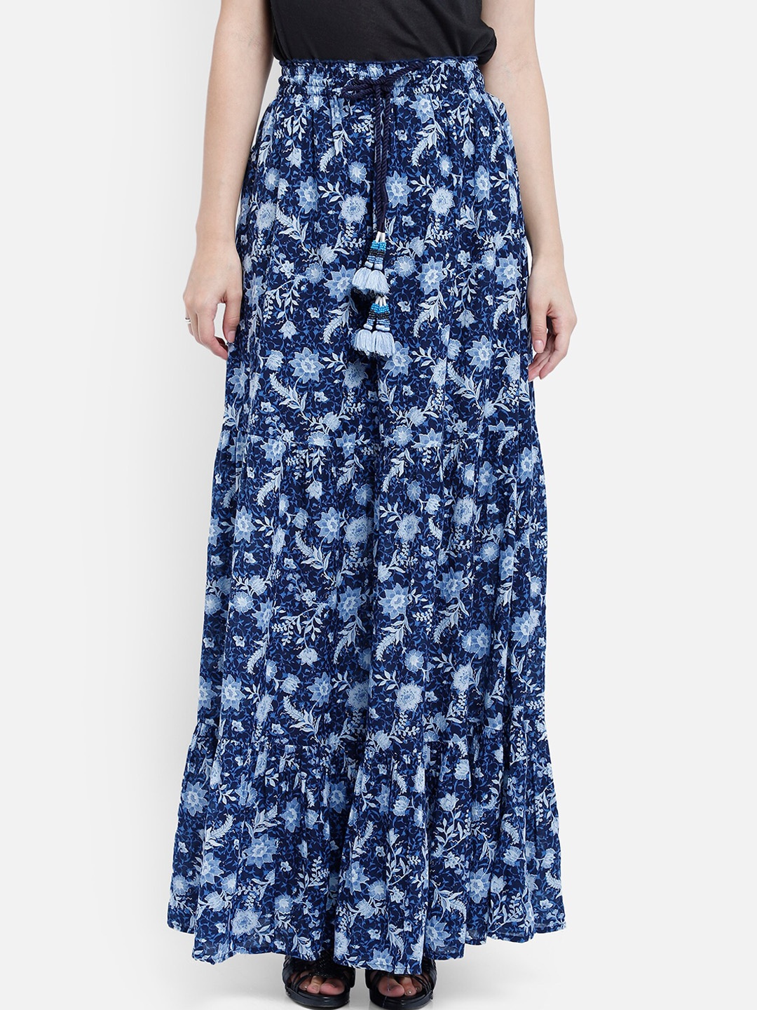 

Aditi Wasan Women Blue & White Floral Printed Flared Maxi Skirt
