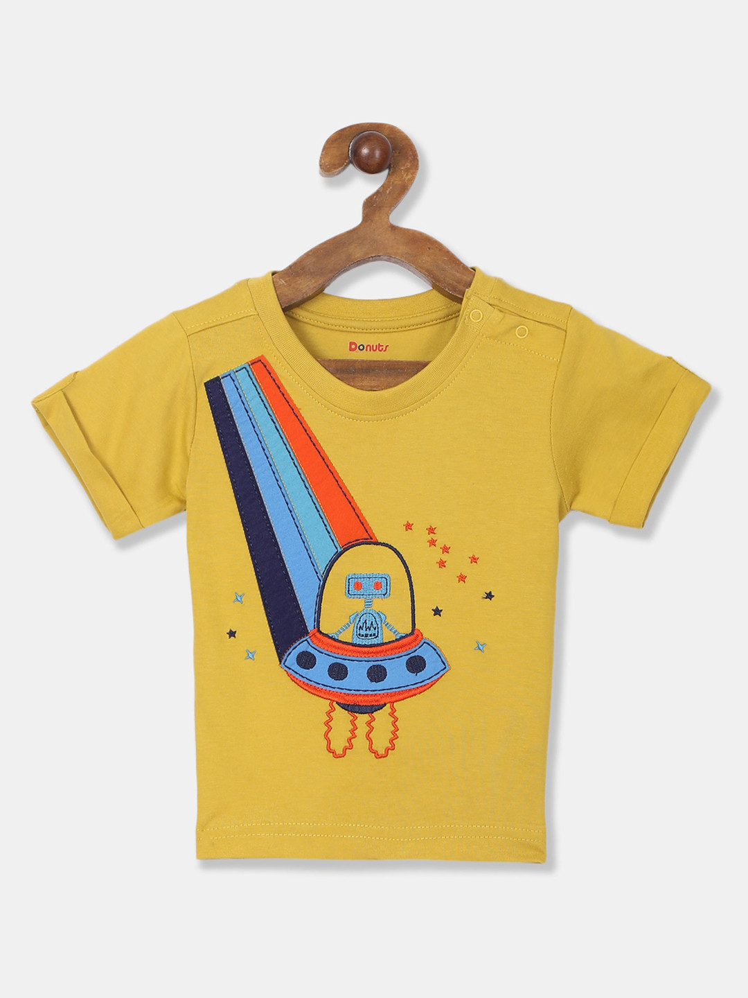 

Donuts Boys Yellow Printed Round Neck T-shirt