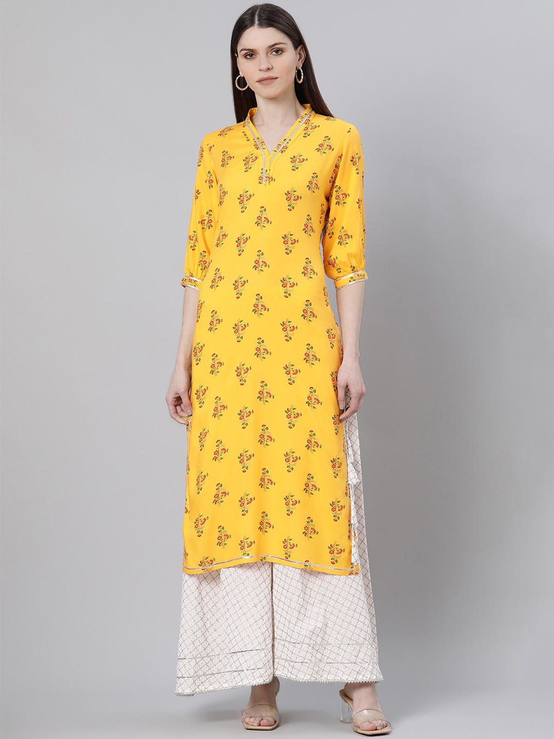 Gerua By Libas women yellow red floral printed kurta