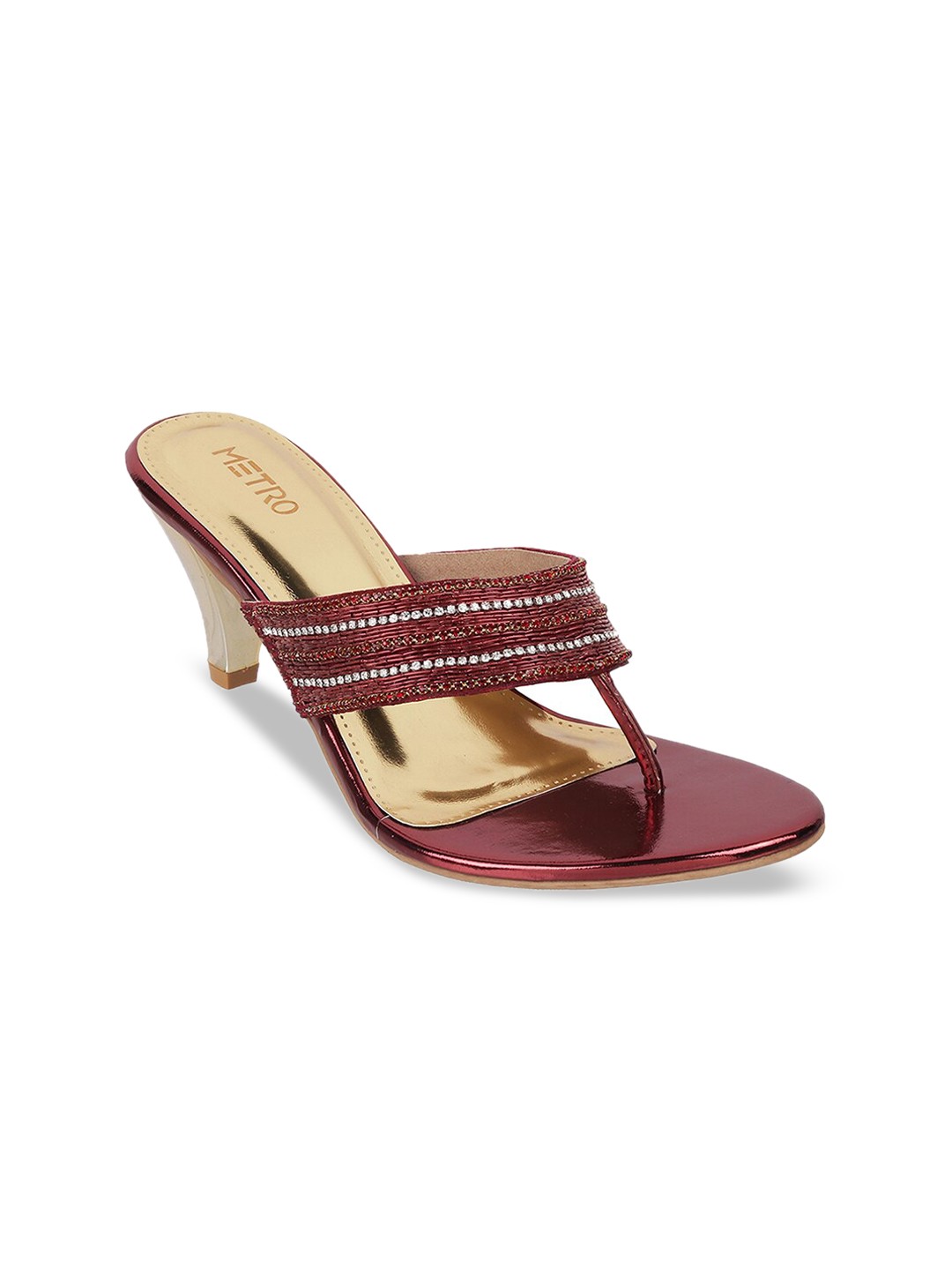 

Metro Women Maroon Embellished Sandals