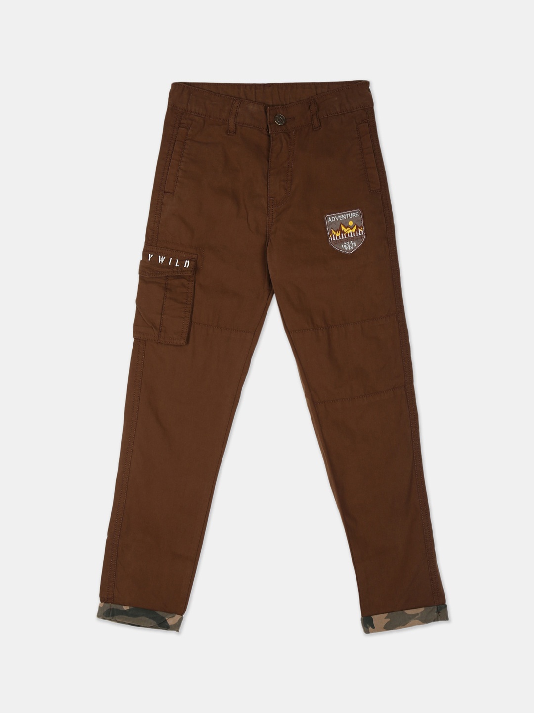 

Cherokee Boys Brown Regular Fit Solid Cargos