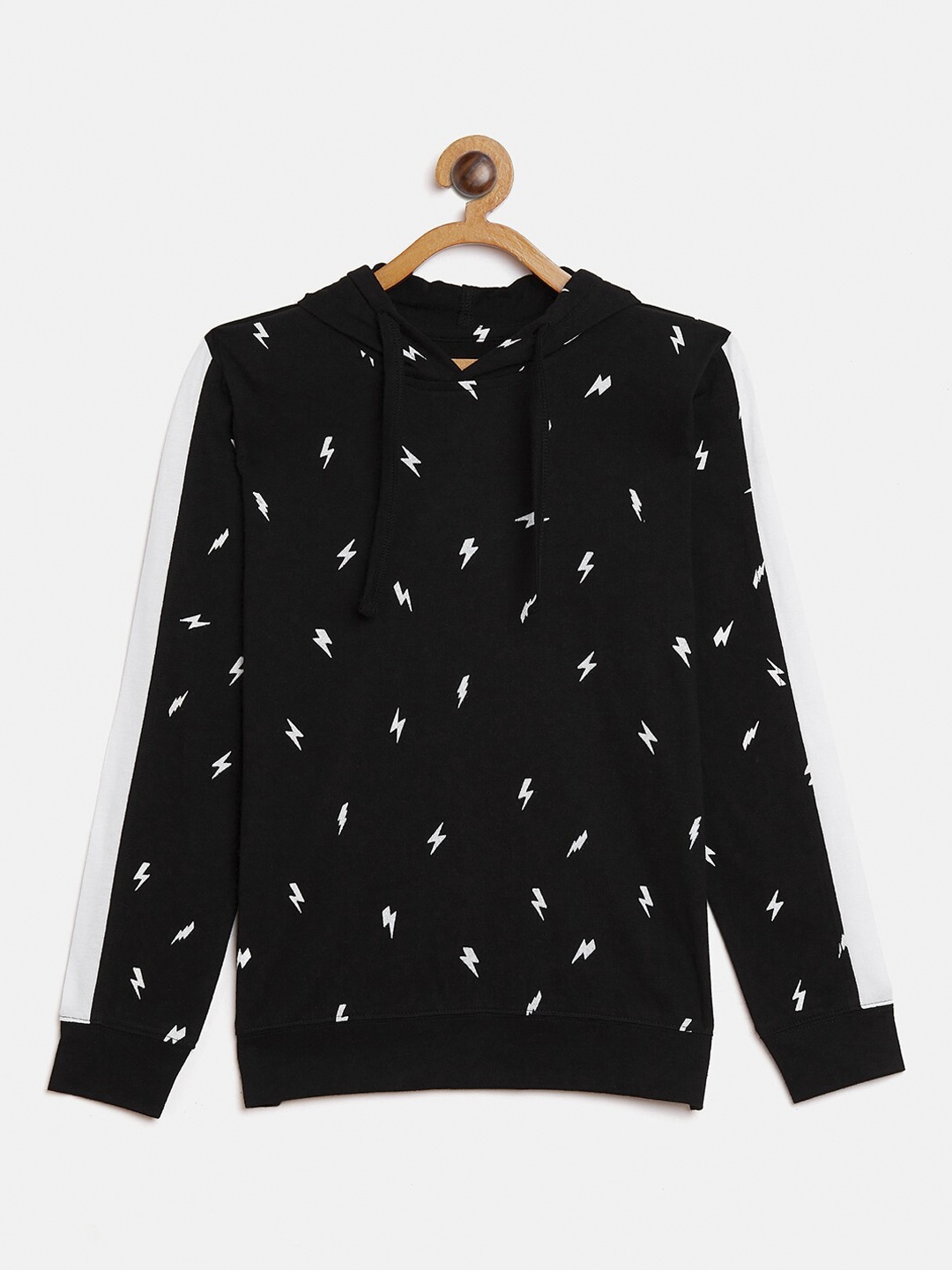 GRITSTONES Boys Black & White Printed Hood T-shirt