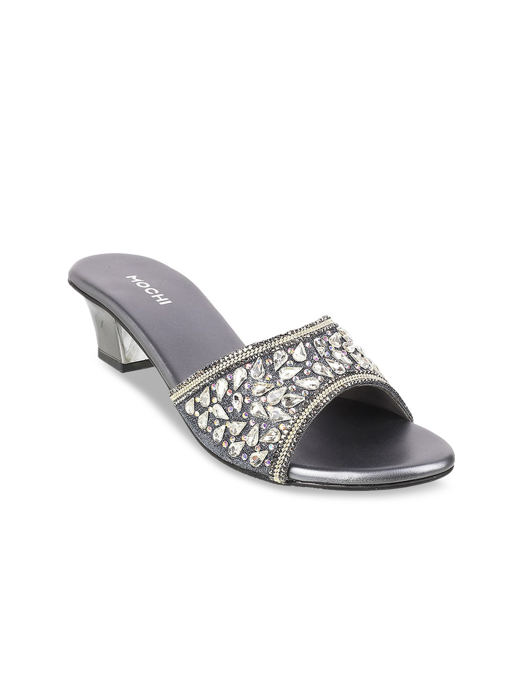 

Mochi Women Grey Woven Design Block Heels