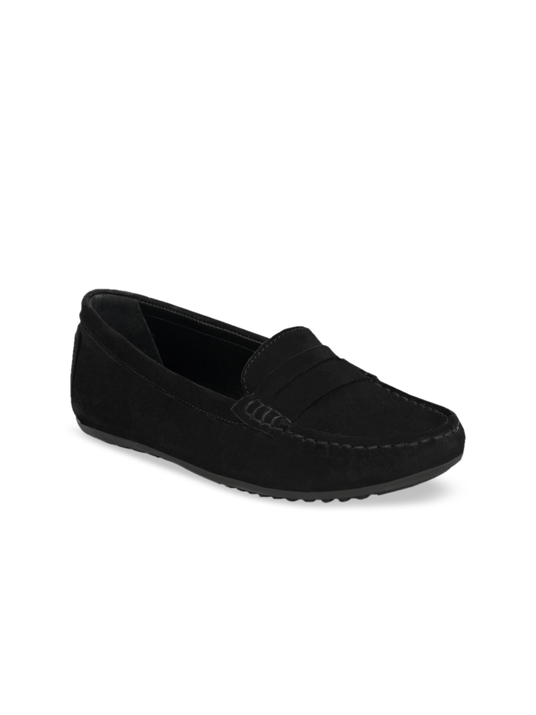 

CARLO ROMANO Women Black Suede Penny Loafers
