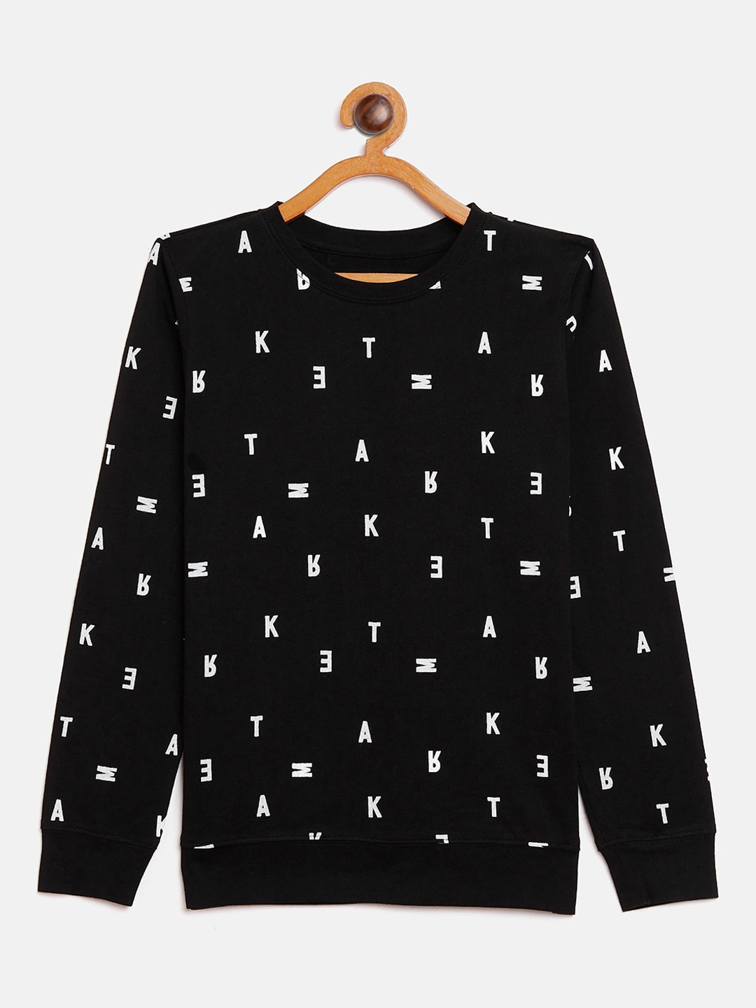 

GRITSTONES Boys Black & White Printed Round Neck T-shirt