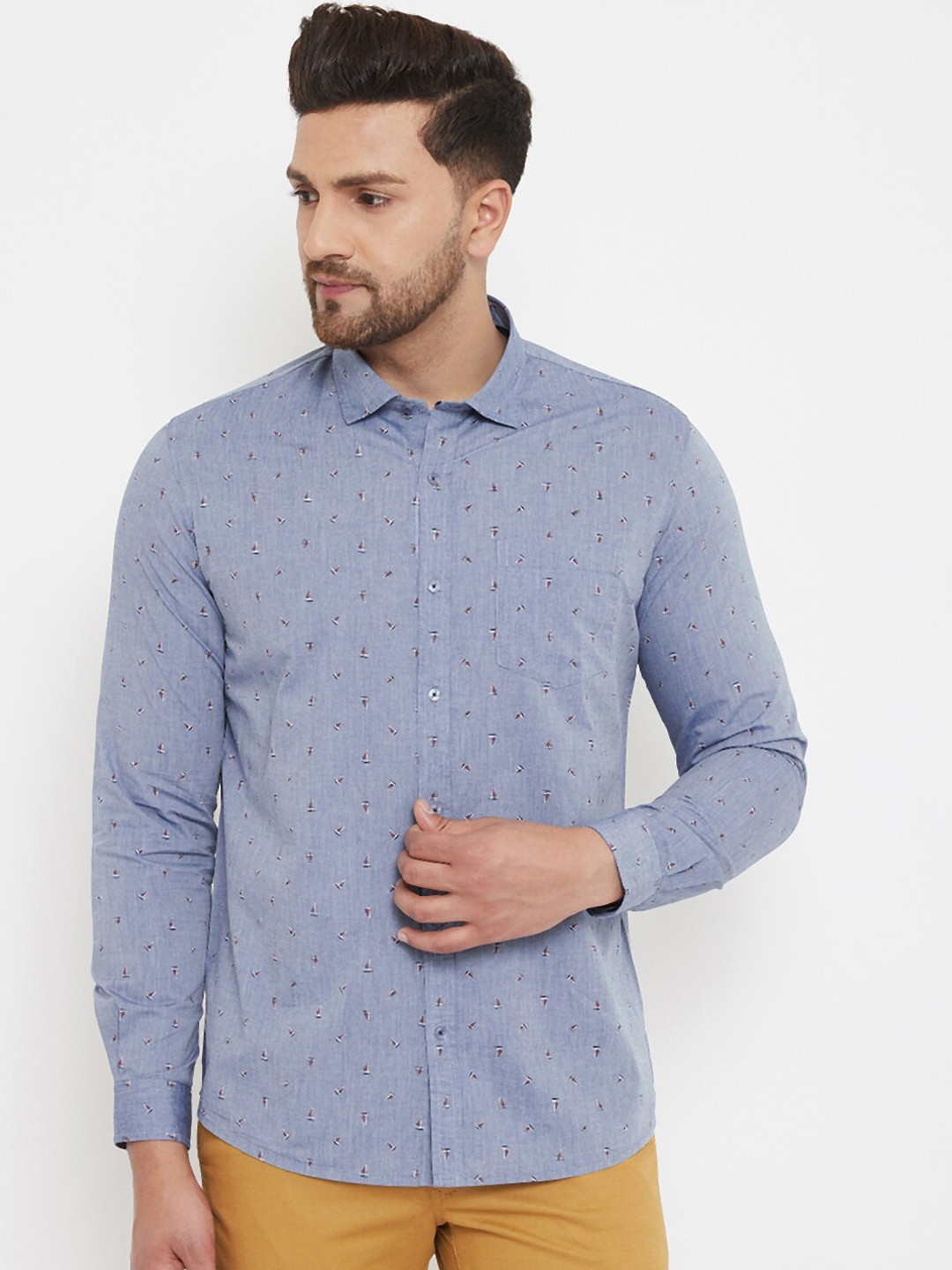 

Canary London Men Blue Slim Fit Printed Casual Shirt
