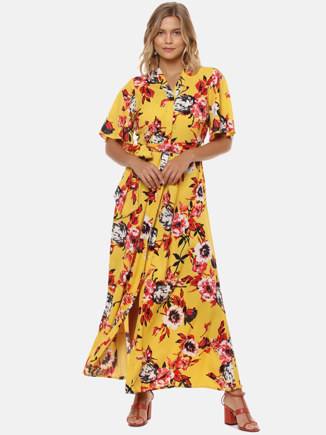 

Campus Sutra Women Yellow Printed Maxi Dress