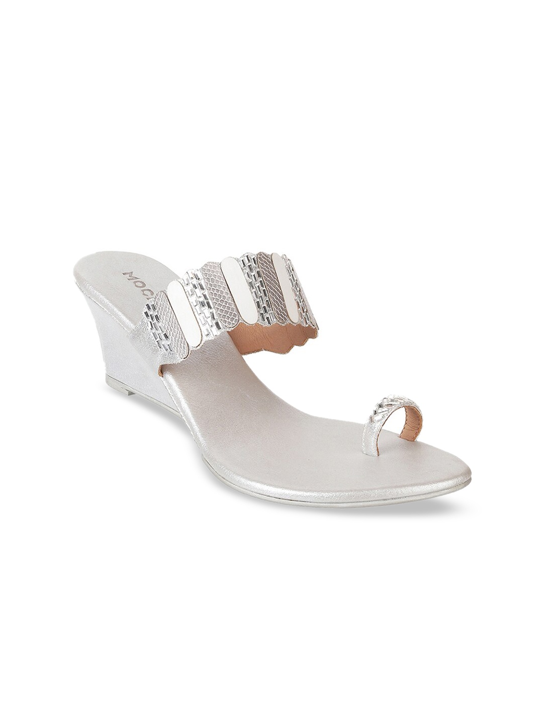

Mochi Women Silver-Toned Embellished Wedges