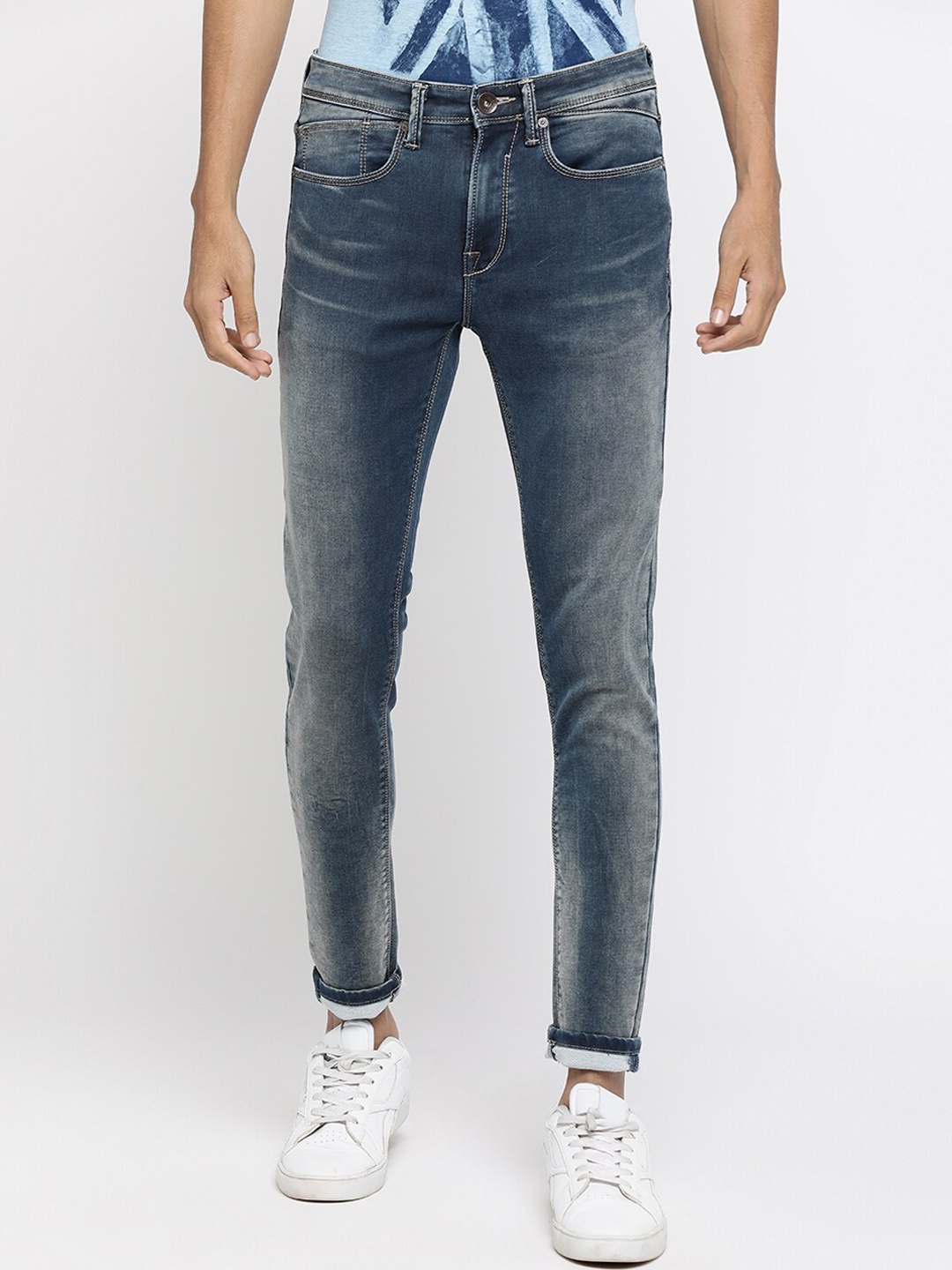

Pepe Jeans Men Blue Super Skinny Fit Mid-Rise Clean Look Jeans