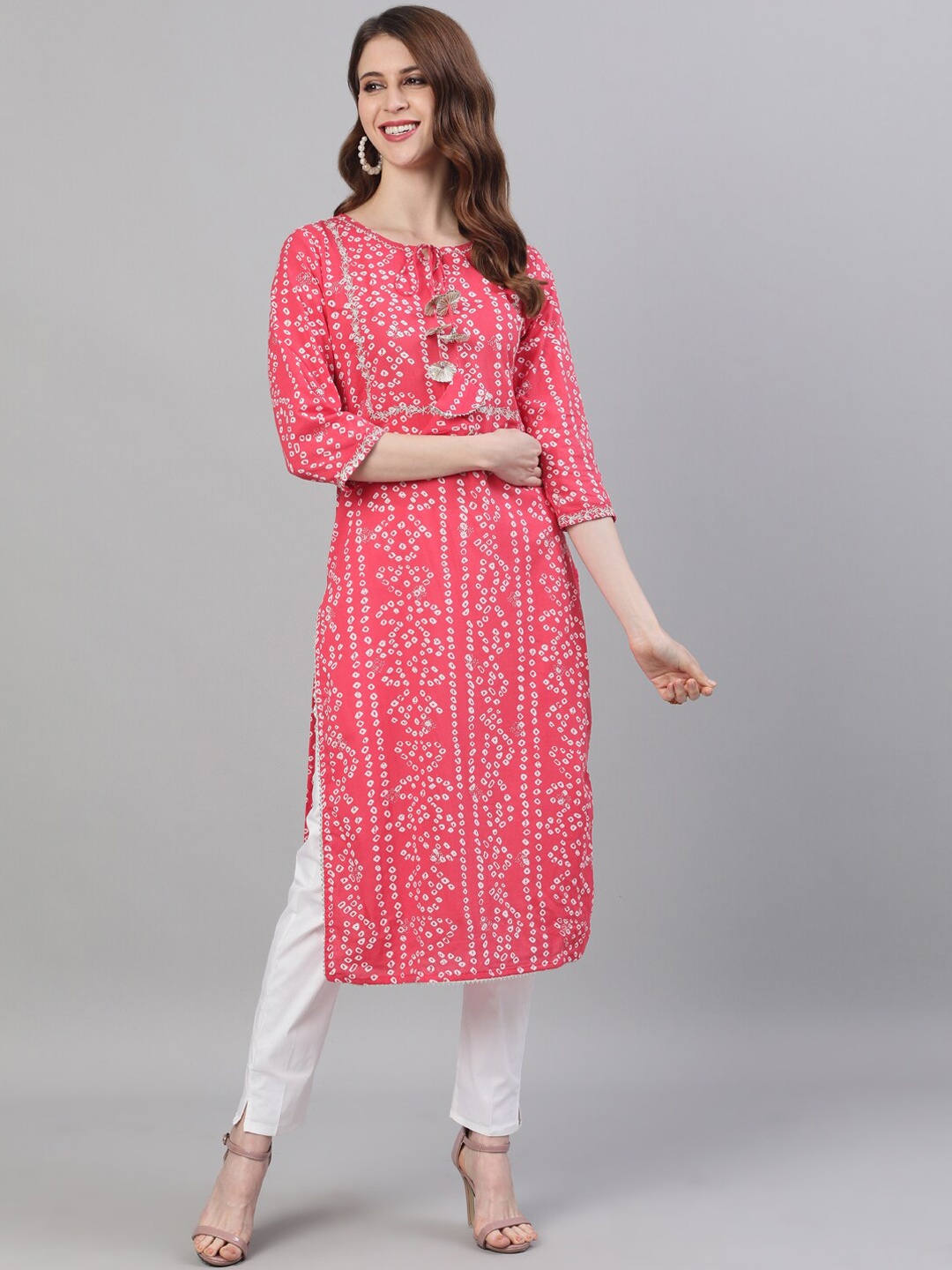 

Ishin women Pink Ethnic Motifs Printed Kurta