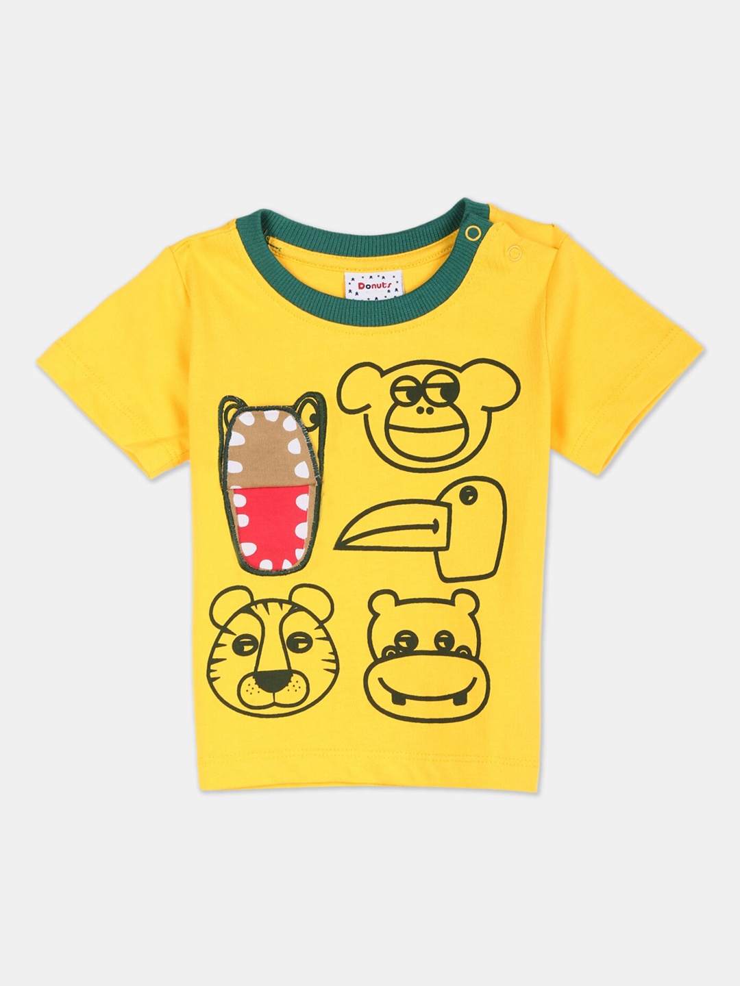 

Donuts Boys Yellow Printed Round Neck T-shirt