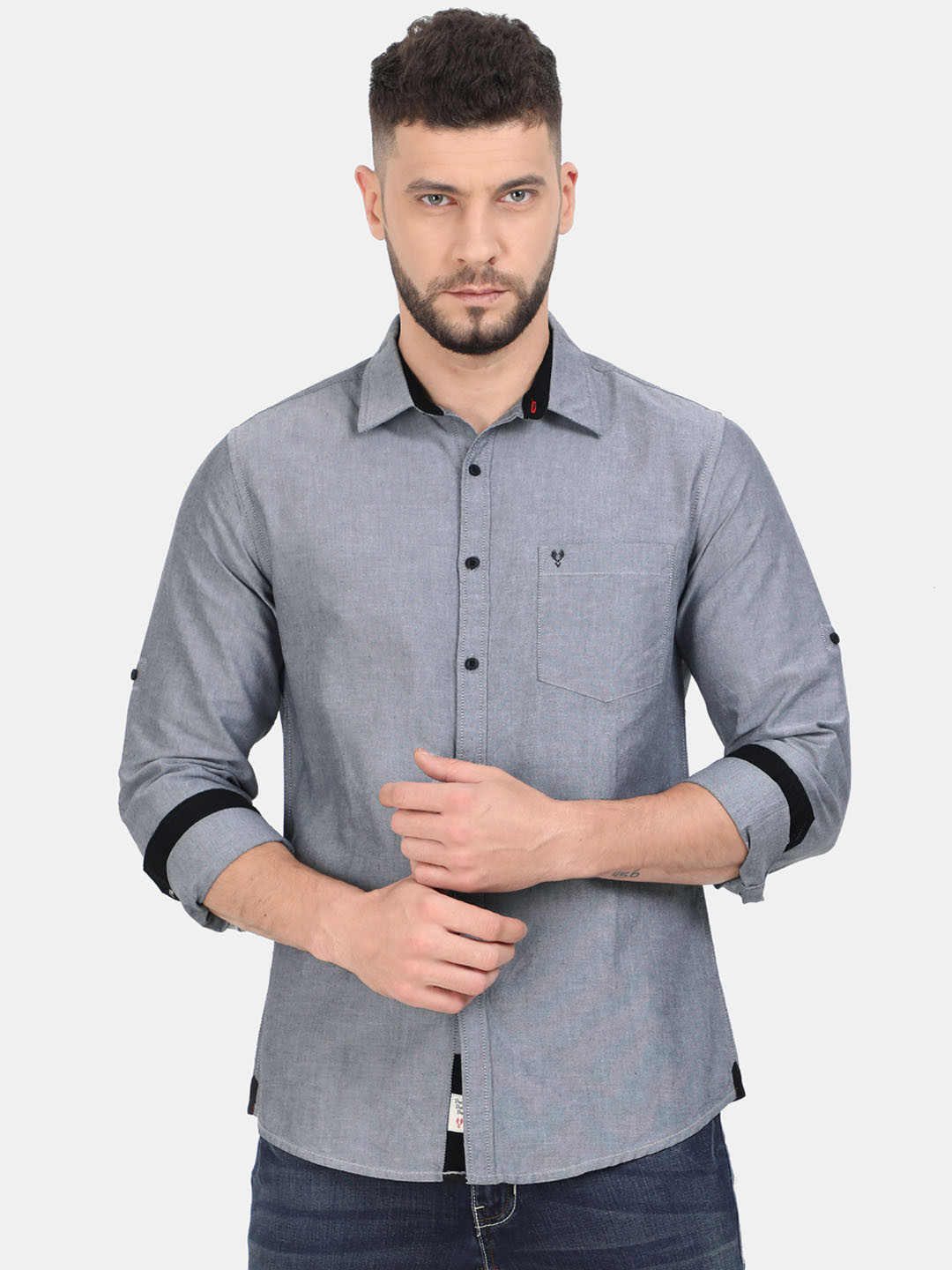 

VUDU Men Grey Regular Fit Solid Casual Shirt