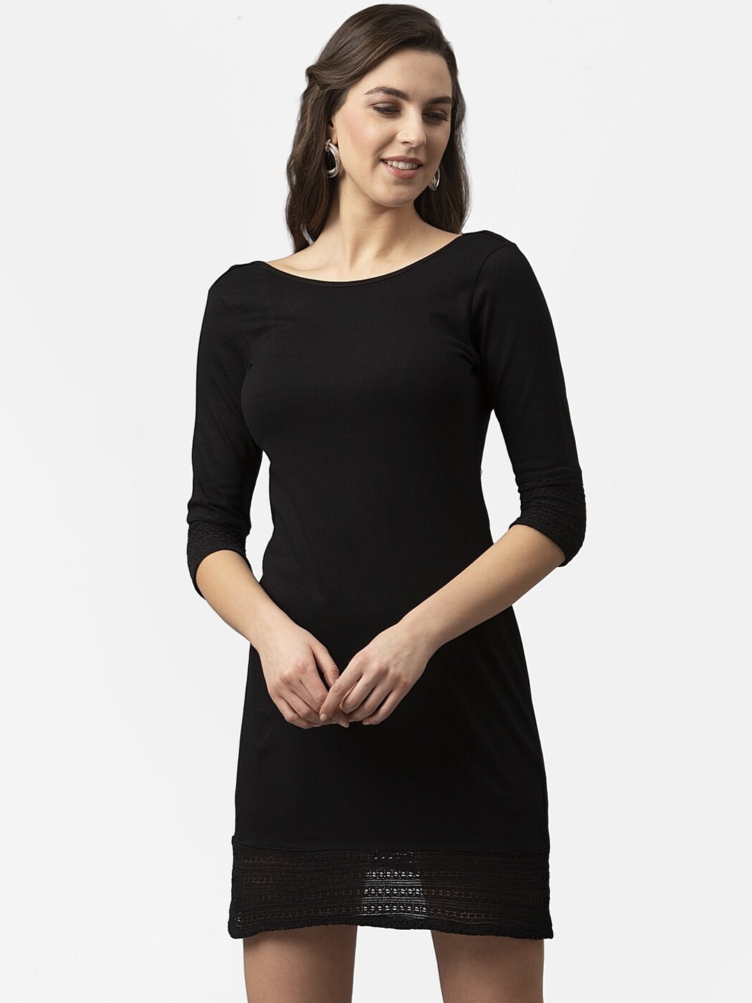 

Style Quotient Women Black Solid Sheath Dress