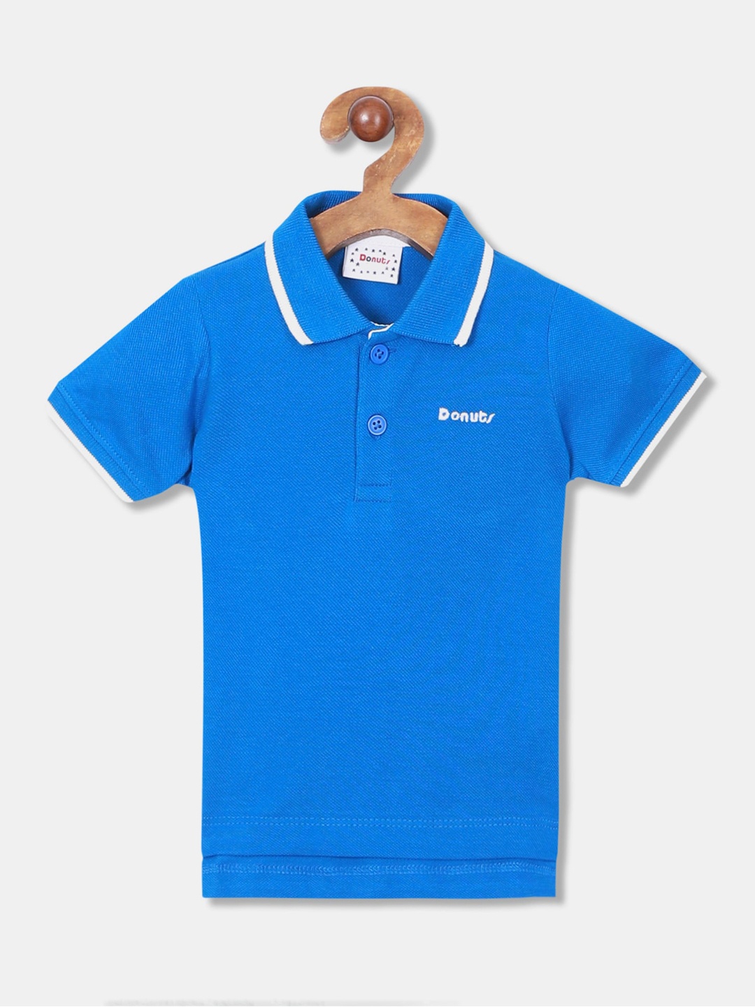 

Donuts Boys Blue Solid Polo Collar T-shirt