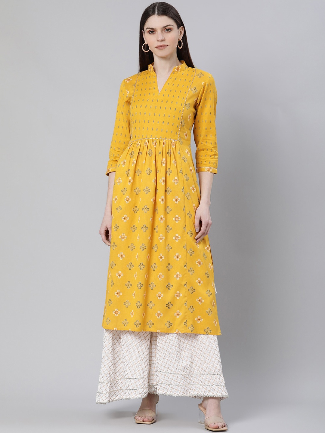 

Gerua By Libas Women Yellow Ethnic Motifs Printed Kurta