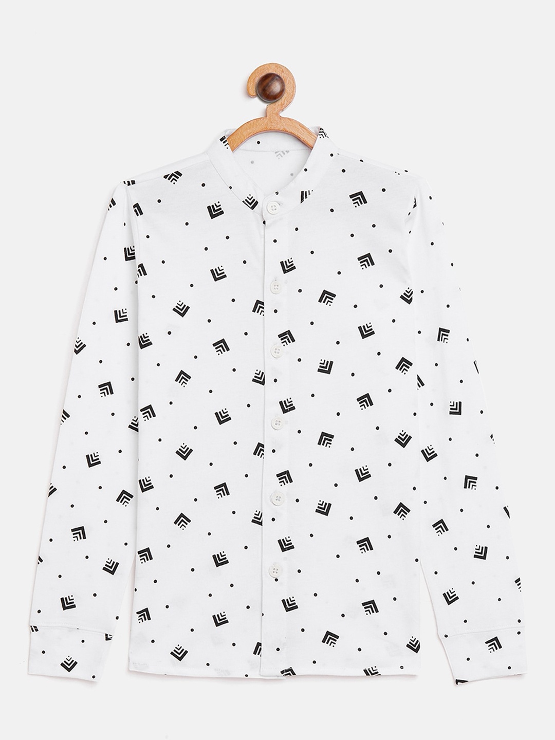 

GRITSTONES Boys White Regular Fit Printed Casual Shirt