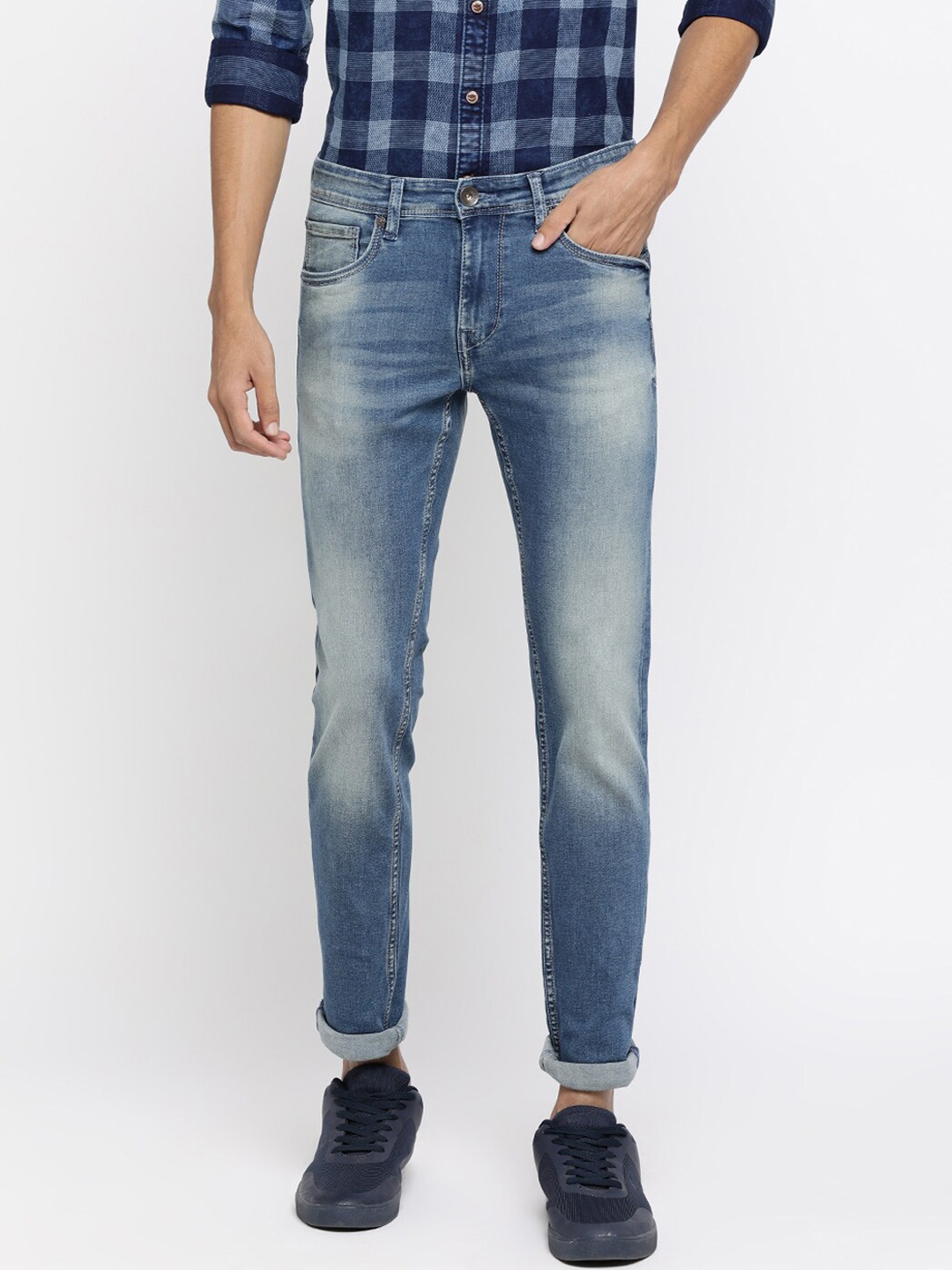 

Pepe Jeans Slim Fit Mid-Rise Clean Look Stretchable Jeans, Blue