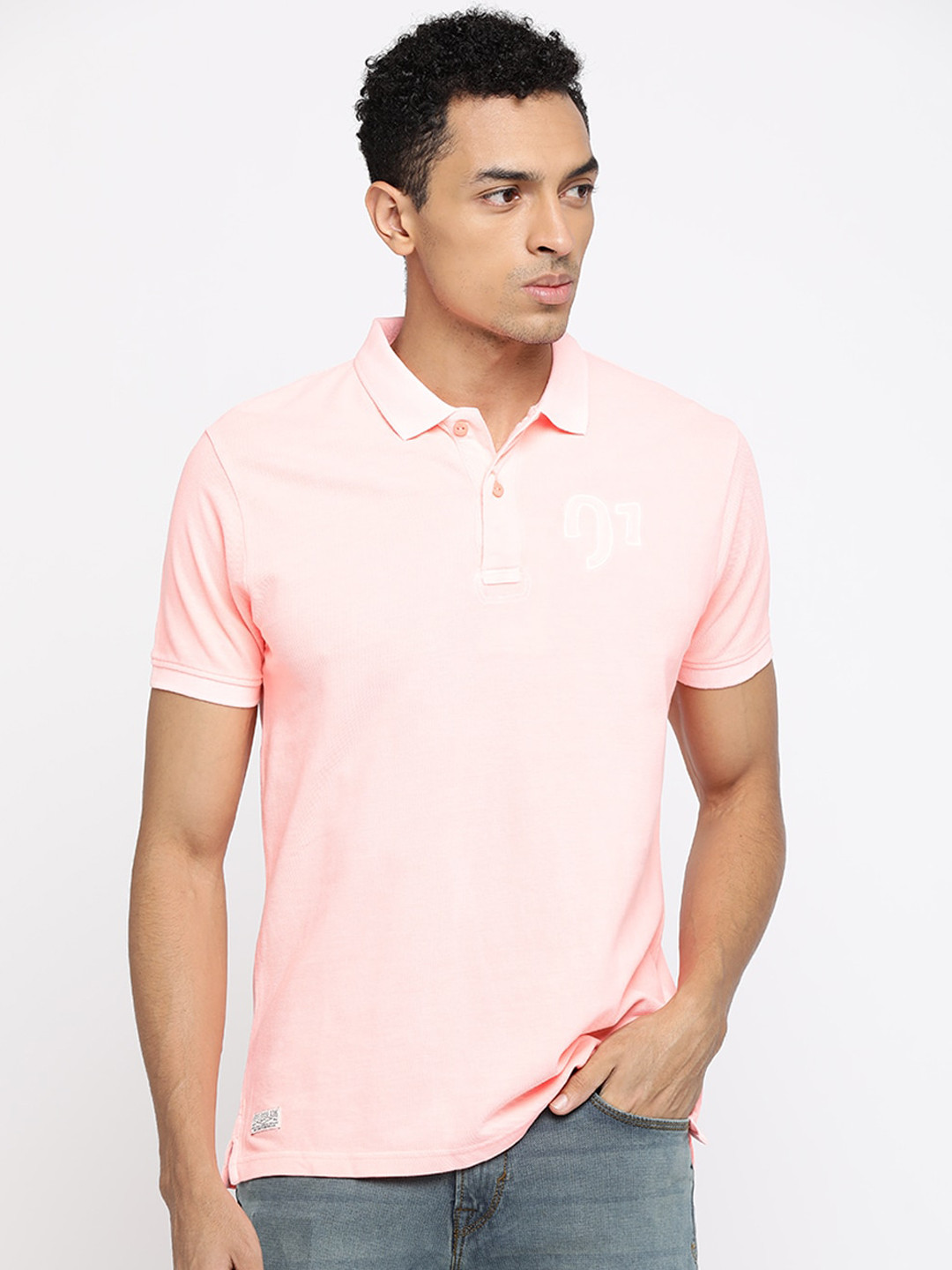 

Pepe Jeans Men Pink Solid Polo Collar T-shirt