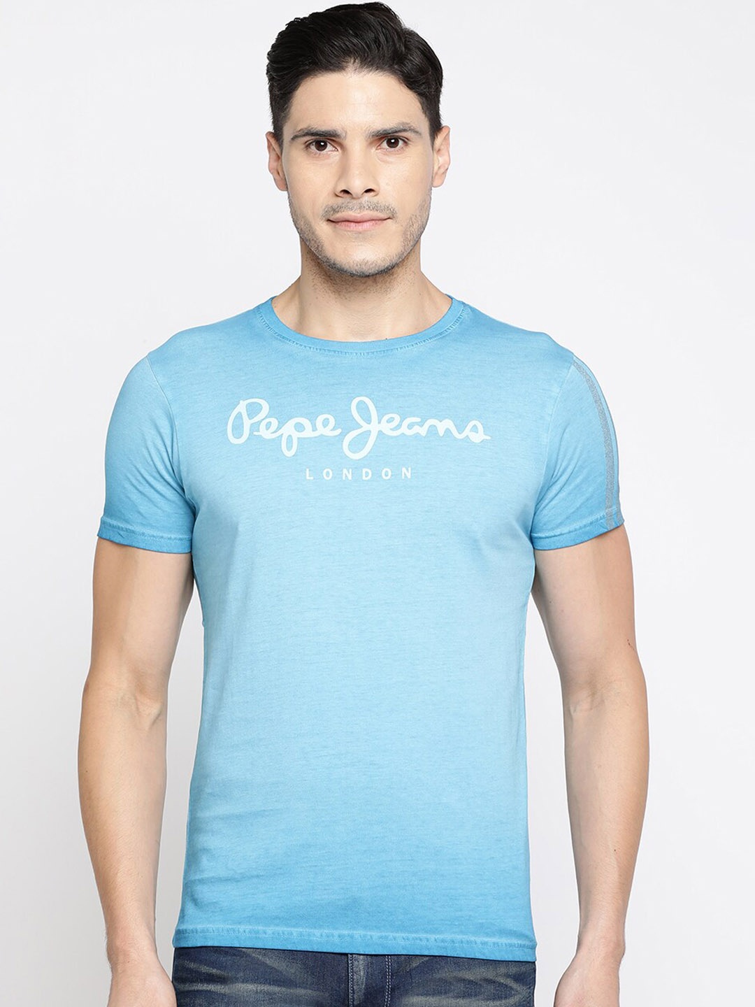 

Pepe Jeans Men Blue Printed Round Neck T-shirt