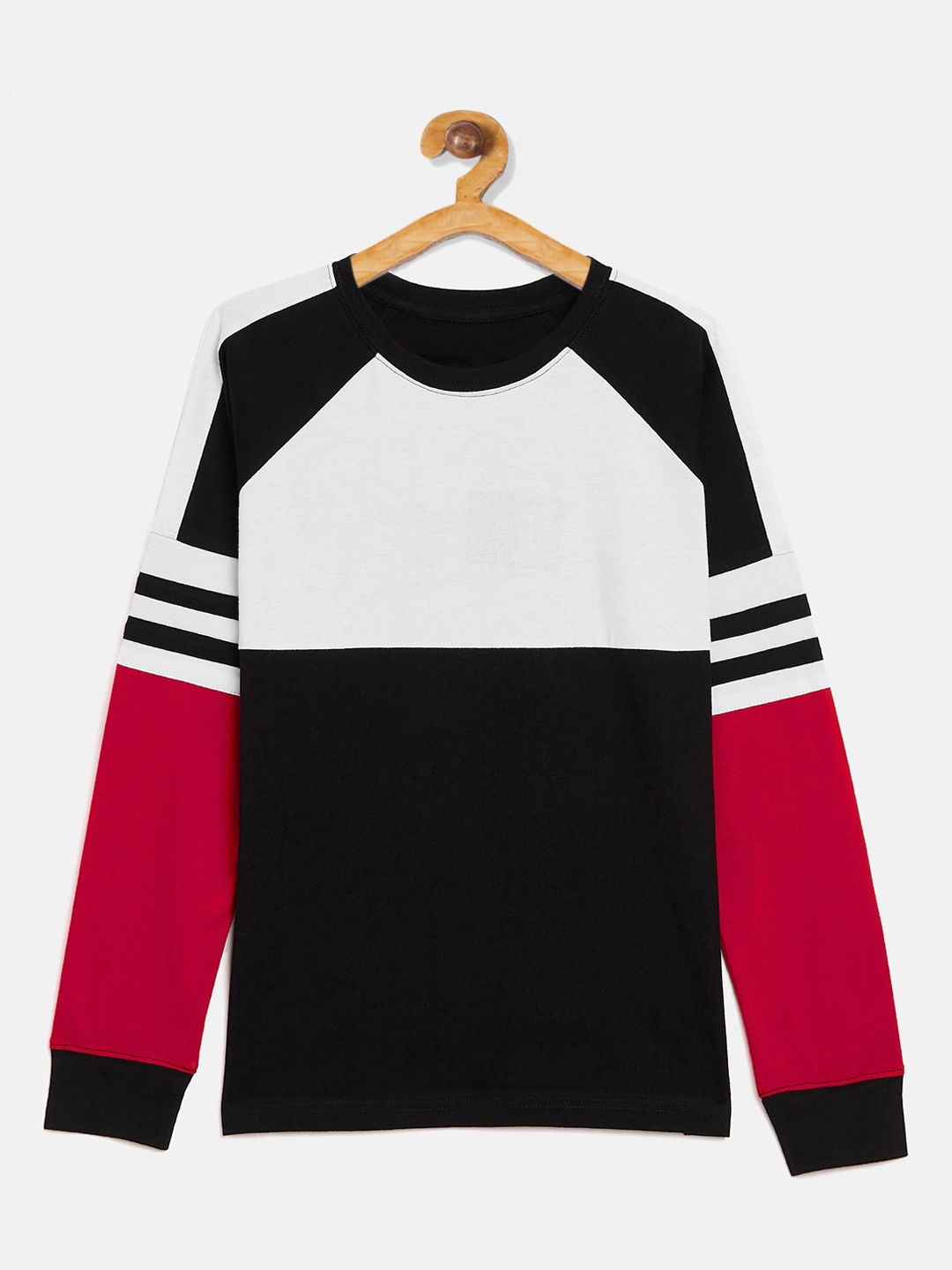 

GRITSTONES Boys White & Black Colourblocked Round Neck T-shirt