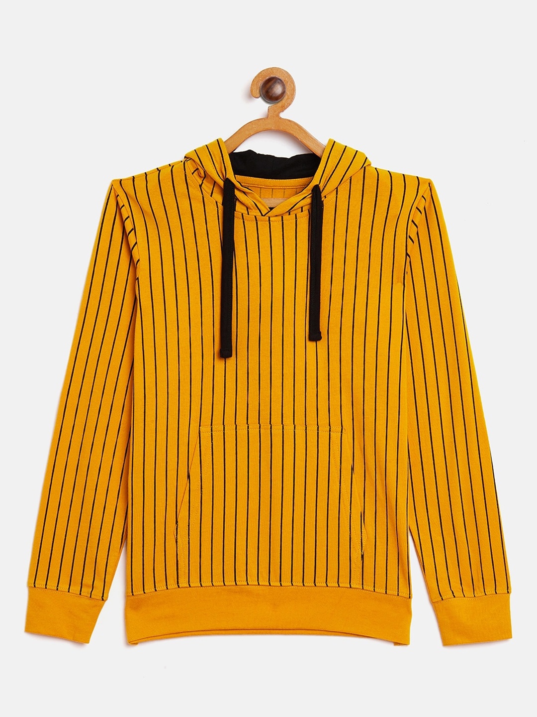 

GRITSTONES Boys Mustard Yellow & Black Striped Hood T-shirt