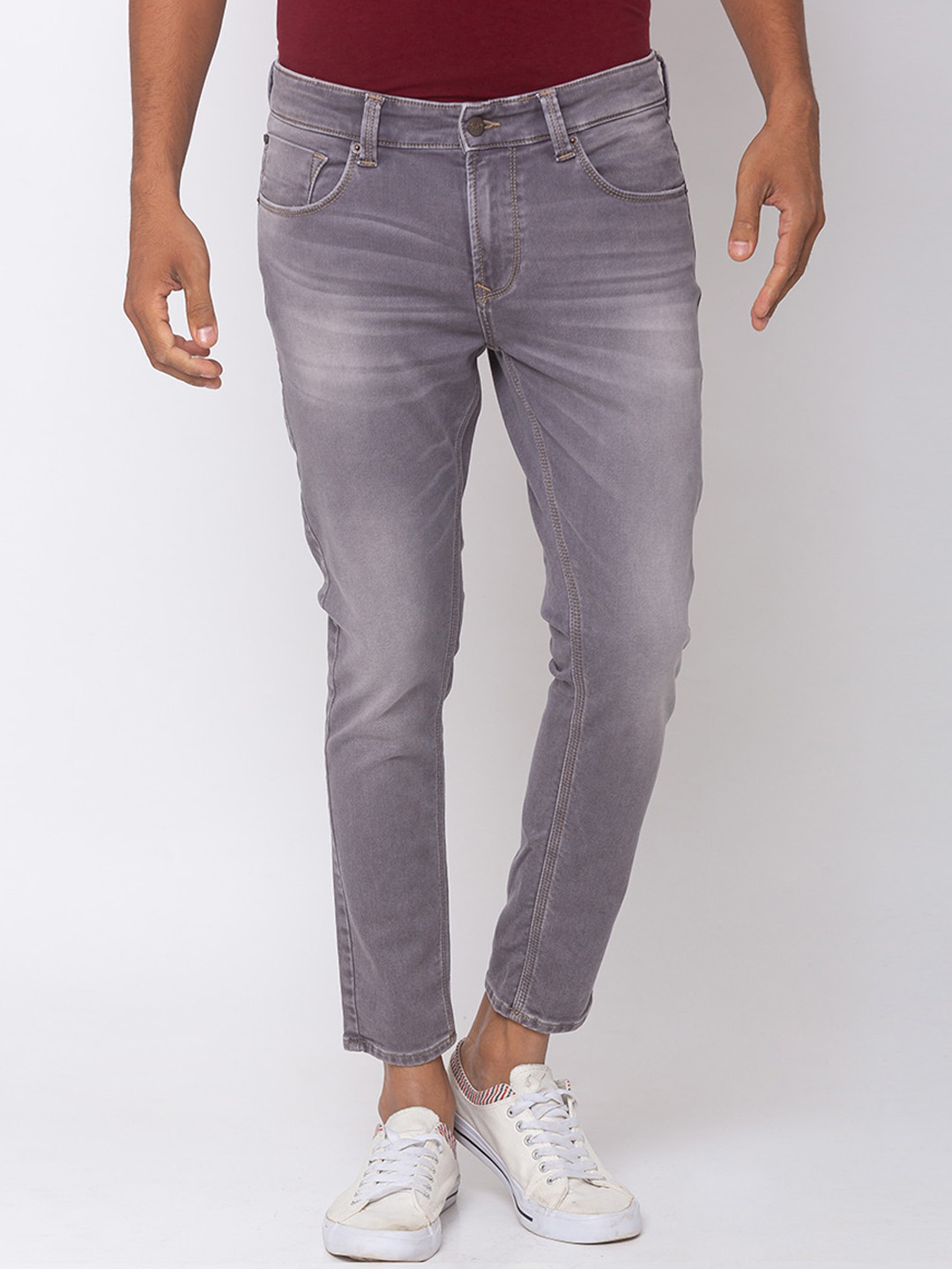 

SPYKAR Men Grey Tapered Fit Low-Rise Clean Look Jeans
