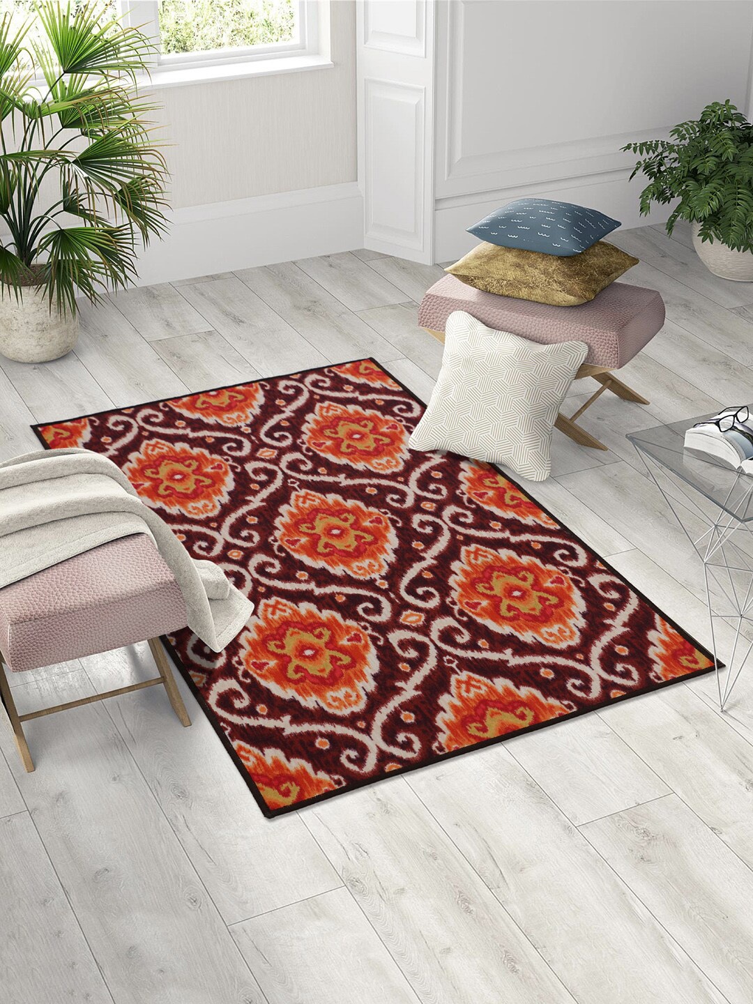 

RUGSMITH Red & Orange Digital Printed Anti-Skid Carpet
