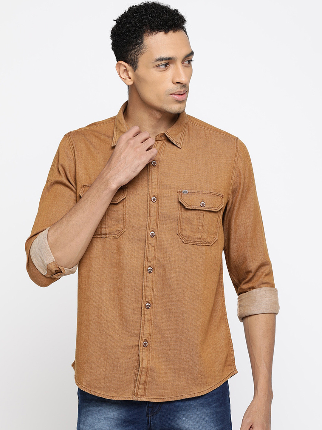 

Pepe Jeans Men Brown Regular Fit Solid Casual Shirt
