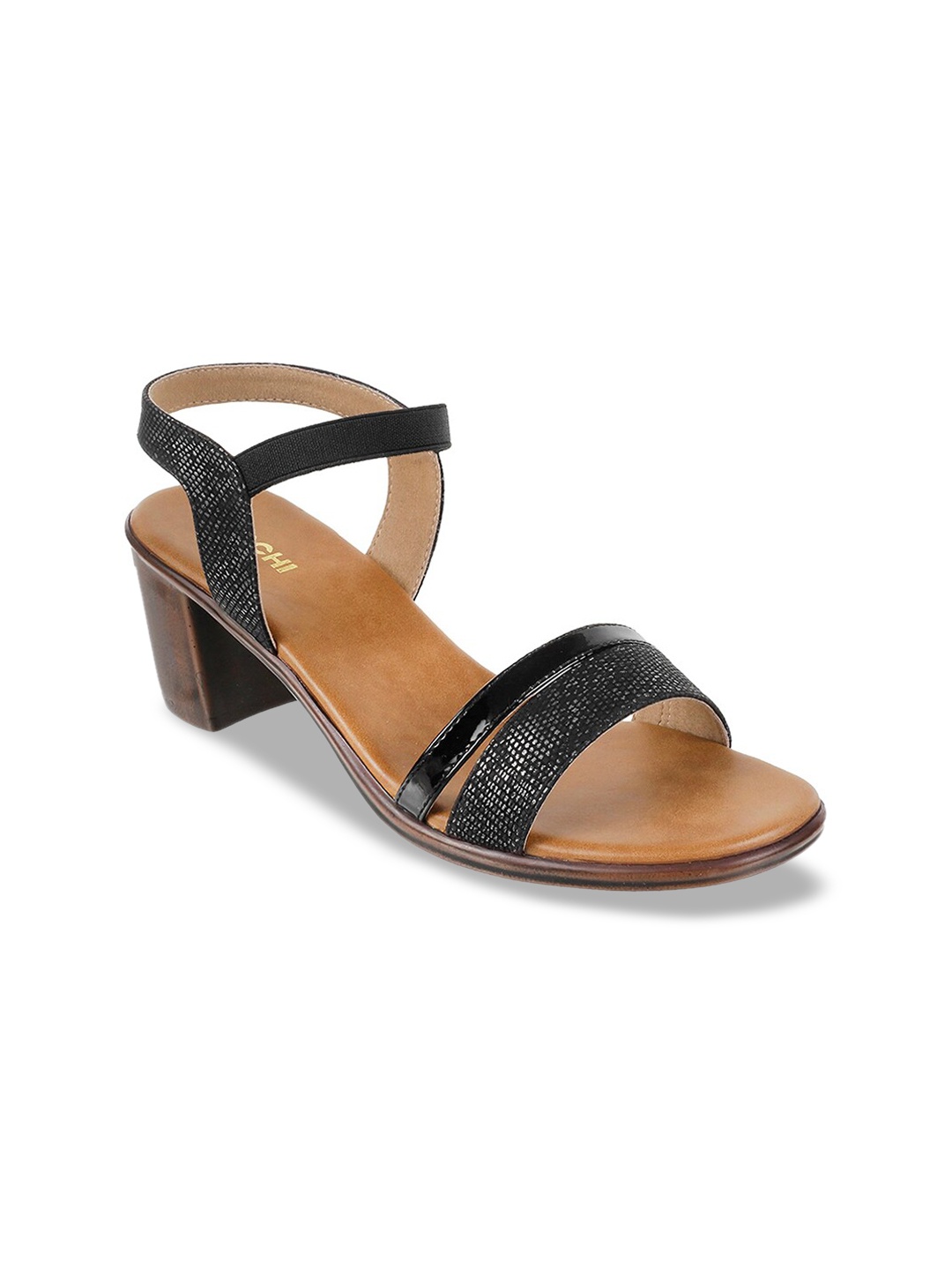 

Mochi Women Black Textured Block Heels