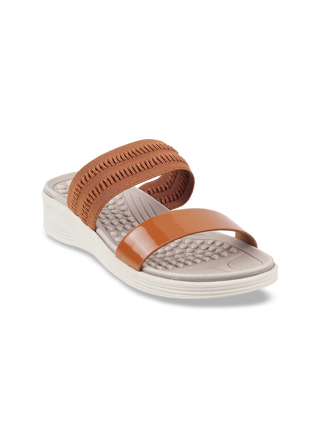 

Mochi Women Brown Textured Comfort Heels