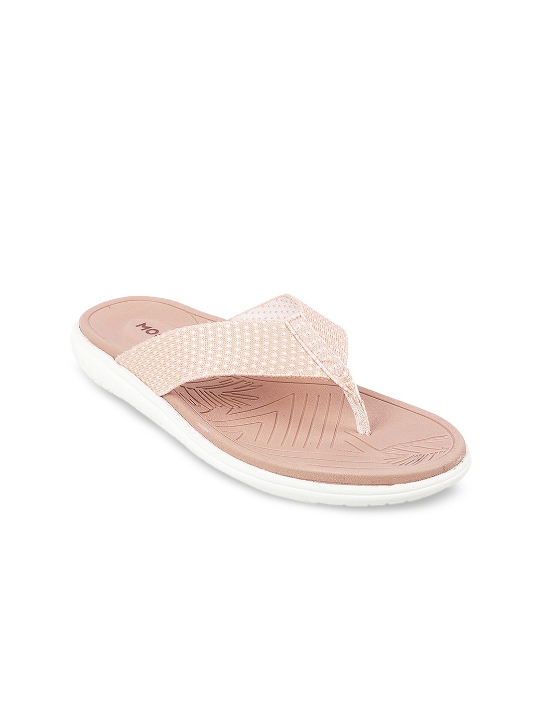Mochi Women Peach-Coloured Solid Open Toe Flats