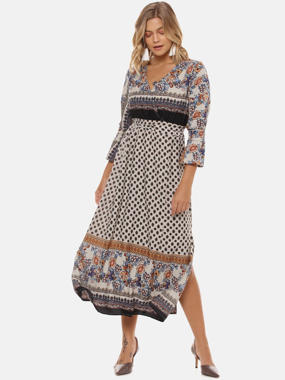 

Campus Sutra Women Multicoloured Printed Fit and Flare Dress, Multi