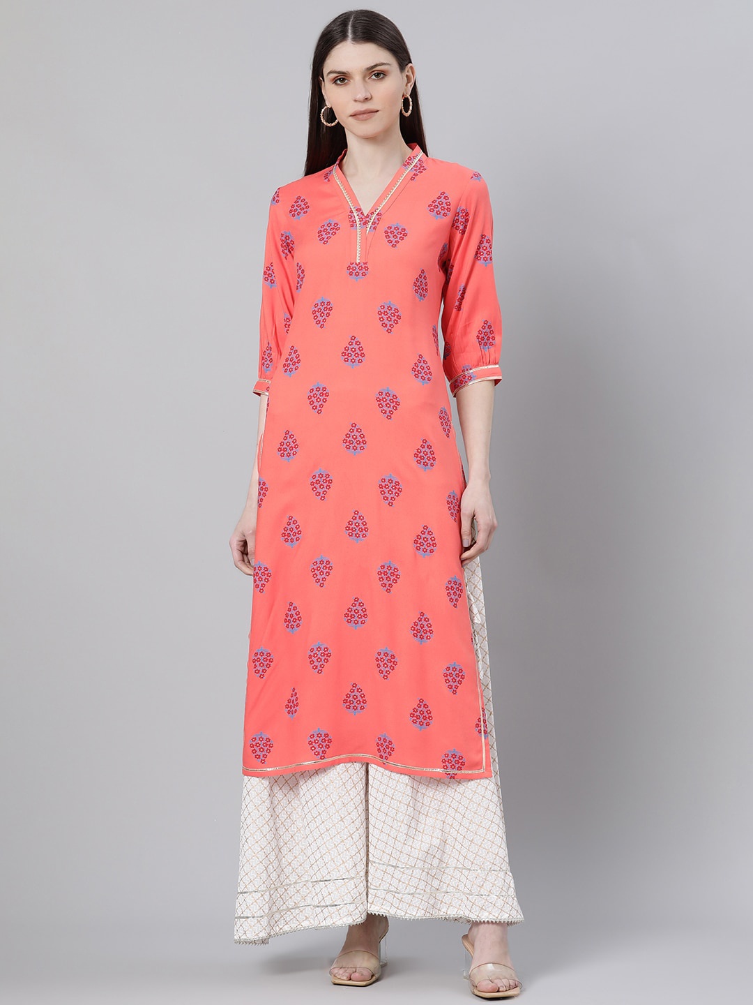 

Gerua By Libas Women Coral Ethnic Motifs Kurta