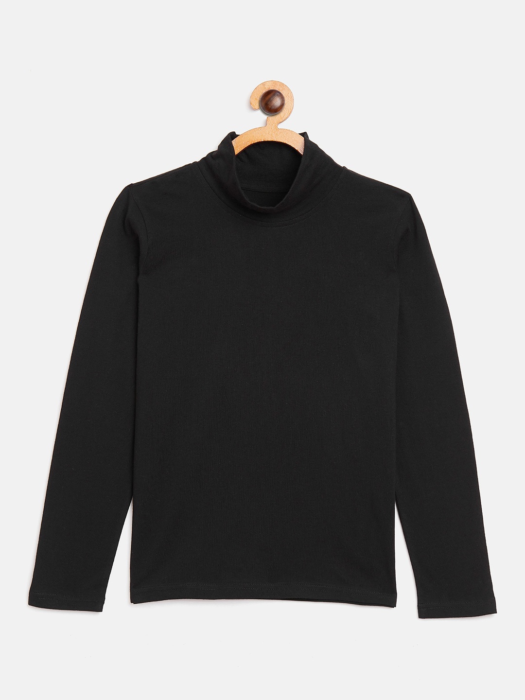 

GRITSTONES Boys Black Solid Turtle Neck T-shirt