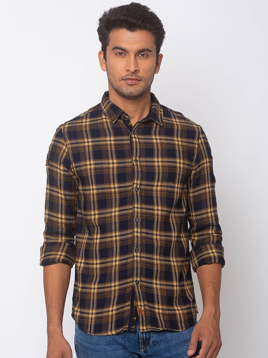 

SPYKAR Men Blue Slim Fit Checked Casual Shirt