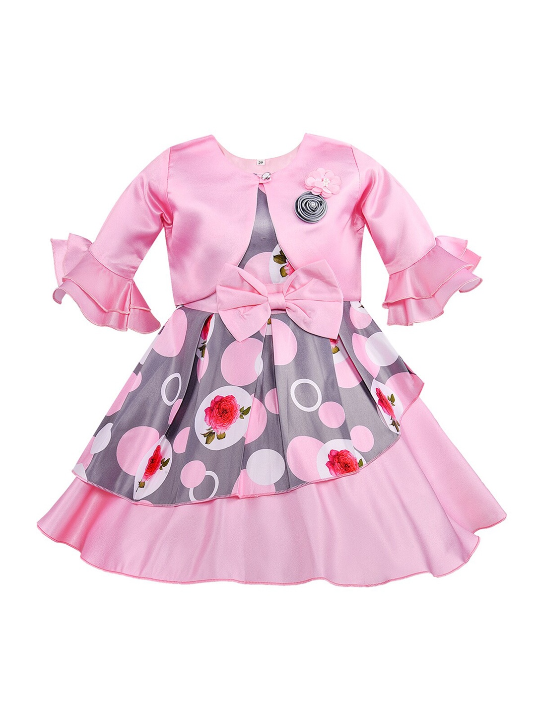 

Wish Karo Girls Pink Printed Fit and Flare Dress