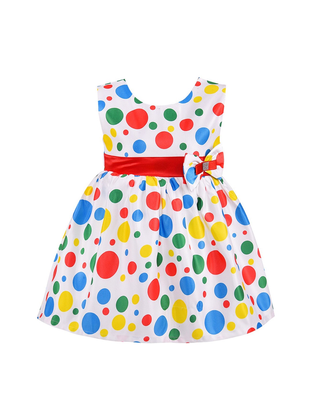 

Wish Karo Girls White Printed Fit and Flare Dress