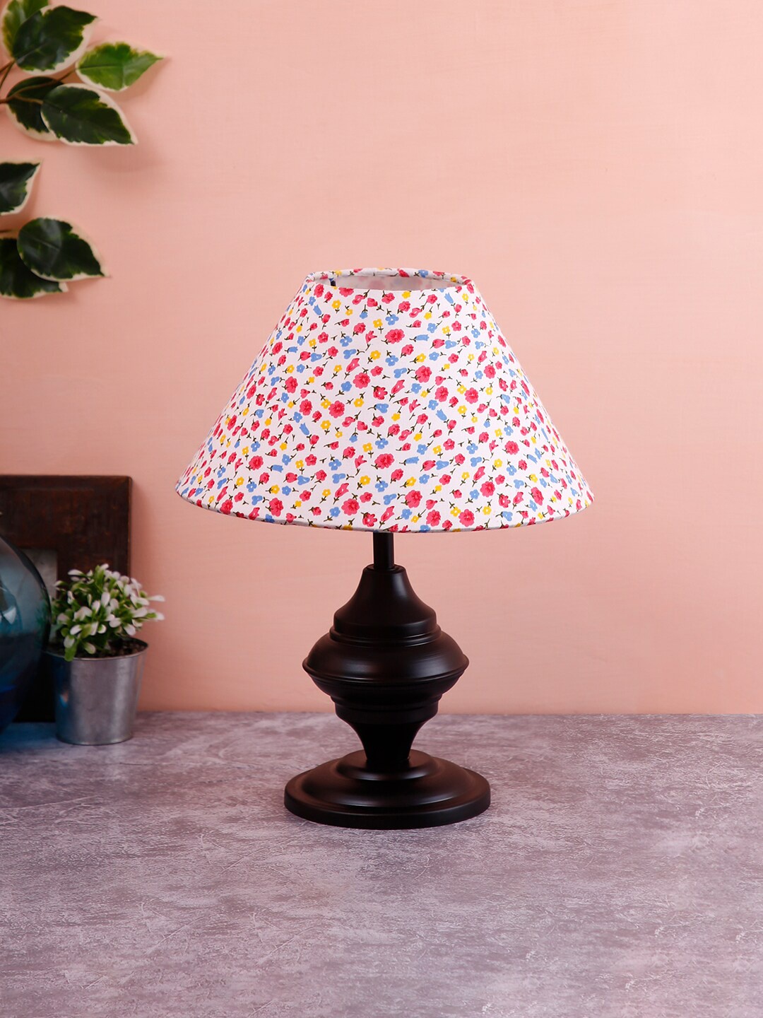 

Devansh White & Pink Floral Printed Frustum Table Lamp