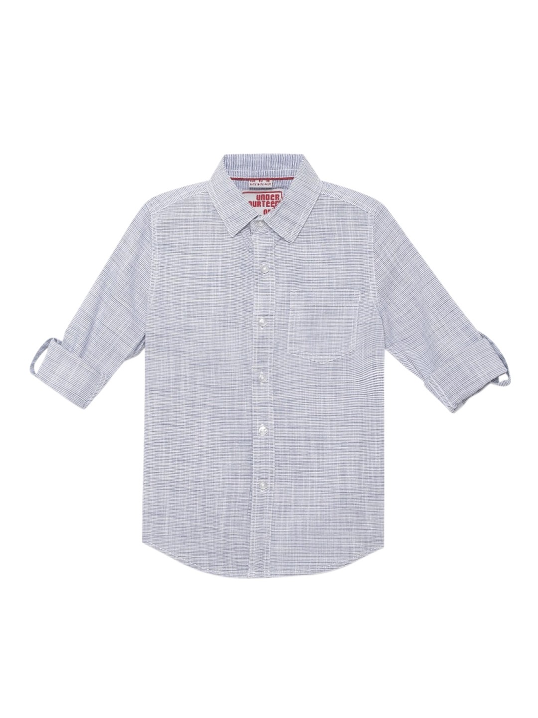 

UNDER FOURTEEN ONLY Boys Blue Regular Fit Striped Cotton Casual Shirt
