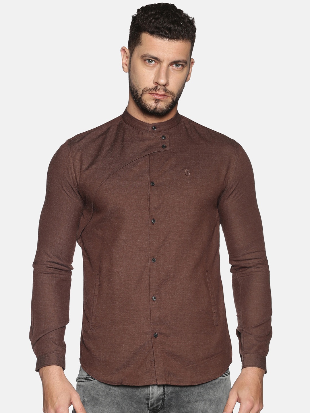 

SHOWOFF Men Brown Slim Fit Solid Casual Shirt