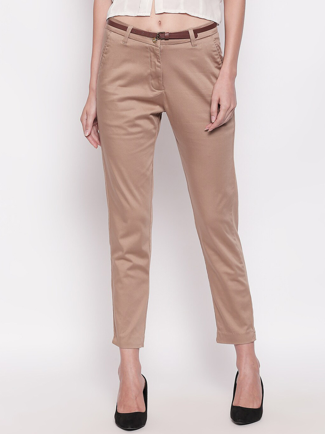 

Annabelle by Pantaloons Women Beige Slim Fit Solid Formal Trousers