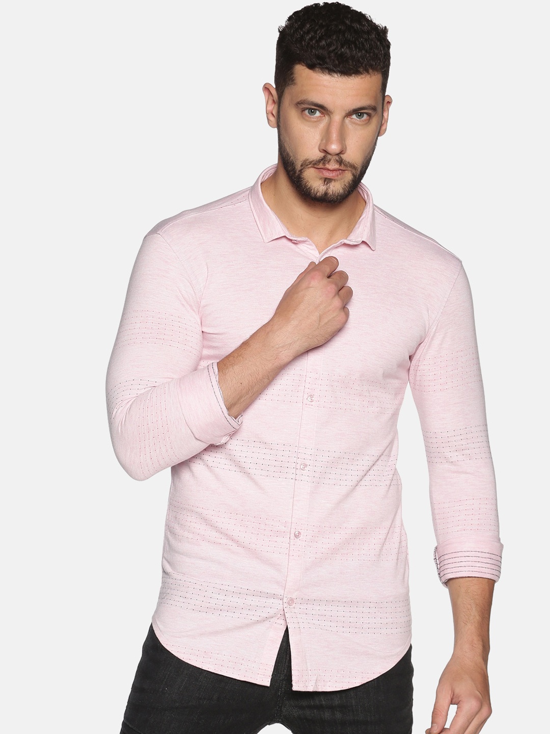 

SHOWOFF Men Pink Slim Fit Printed Casual Shirt