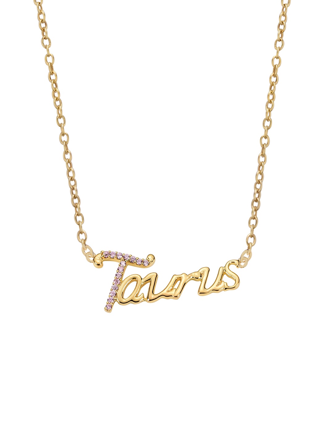 

LA SOULA 925 Sterling Silver Gold-Toned Natural Zircon Pendant With Chain
