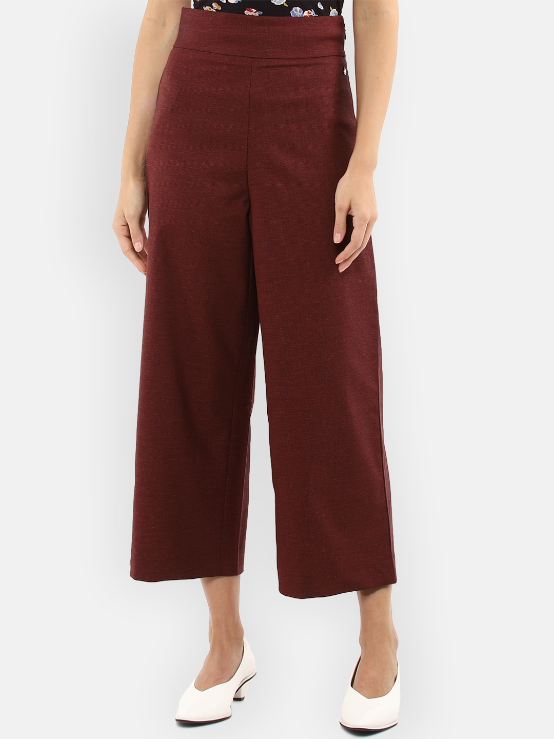 

Van Heusen Woman Women Maroon Regular Fit Solid Culottes