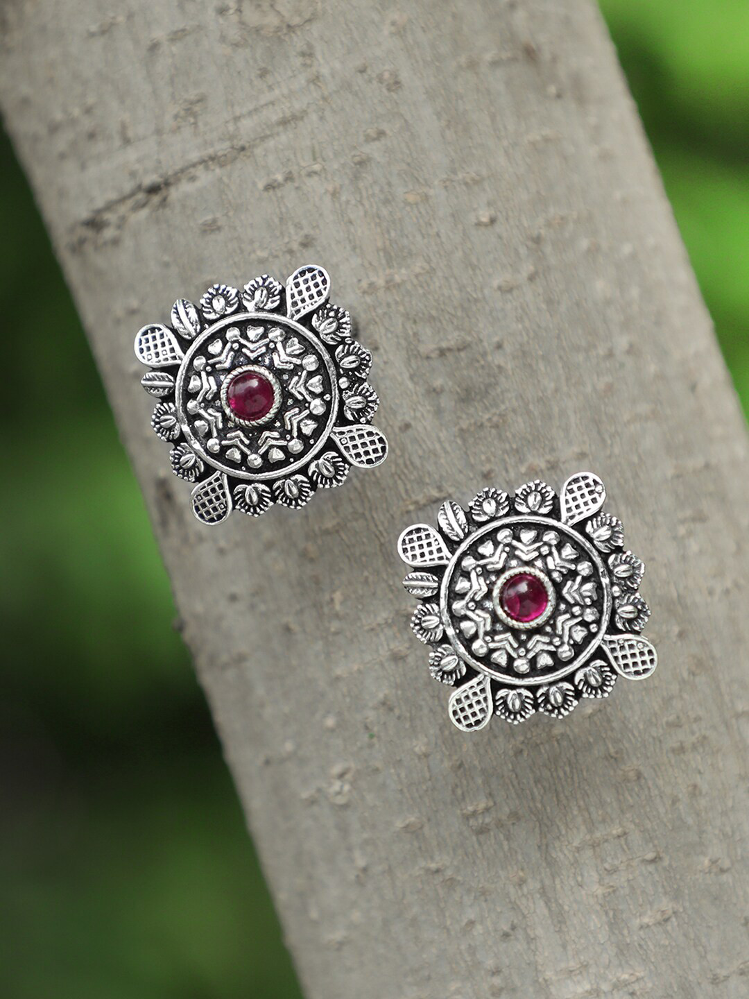 

Adwitiya Collection Silver-Toned Contemporary Studs