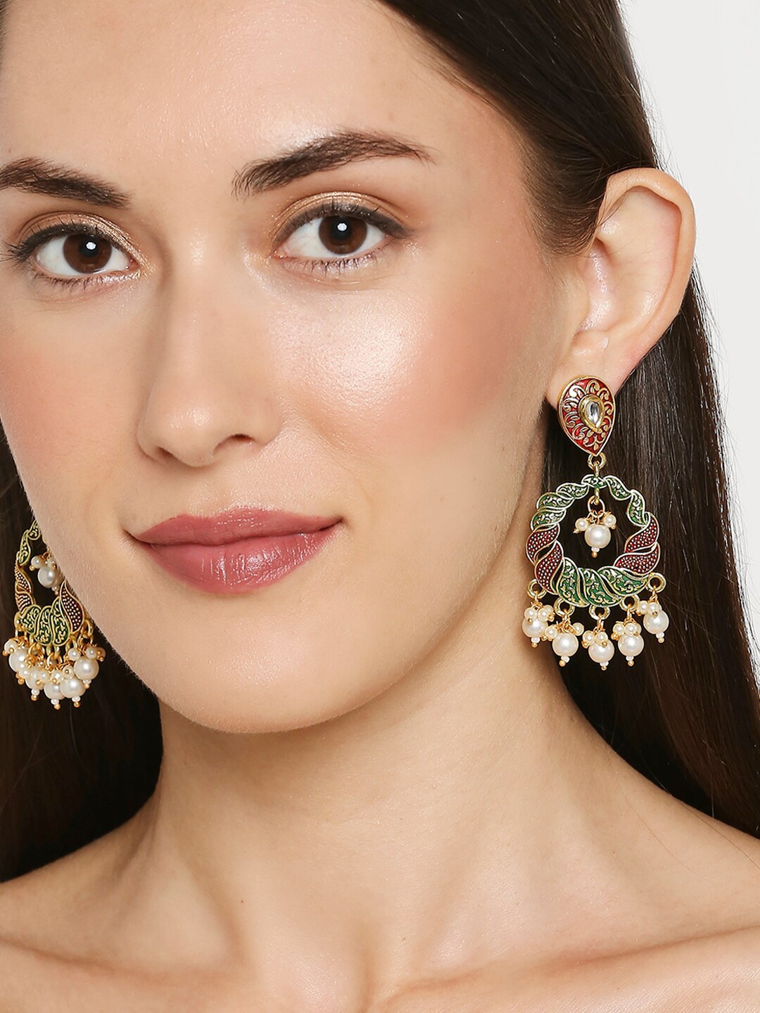 

OOMPH Red & Green Circular Drop Earrings